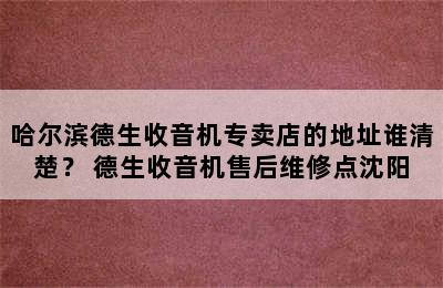 哈尔滨德生收音机专卖店的地址谁清楚？ 德生收音机售后维修点沈阳